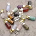 Fashion Bullet Shaped Pendant With Gold and Silver  Plated Natural Crystal Gemstone Tiger Eye Amethyst Charms