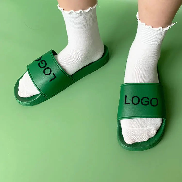 Wholesale Custom Logo Sandals Unisex PVC Embossed Rubber logo Outdoor Women Custom Slides Slippers for Men and Women