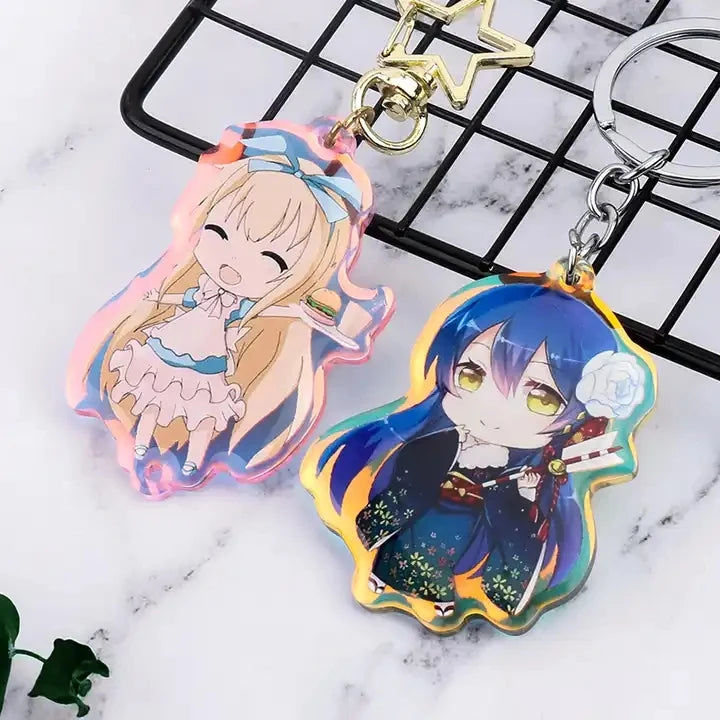 Wholesale Eco-friendly Low MOQ Custom Printed Epoxy Acrylic Keyings Rainbow Key Chains As Gifts