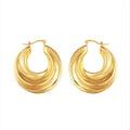 European American Fashion Hoop Huggie Earrings Vintage Stainless Steel Trendy Hollow Jewelry for Women