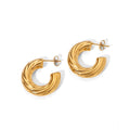 25MM Hollow Stainless Steel 18K Gold Plated Twisted CC Shape Hoop Earrings for Women Waterproof Jewelry