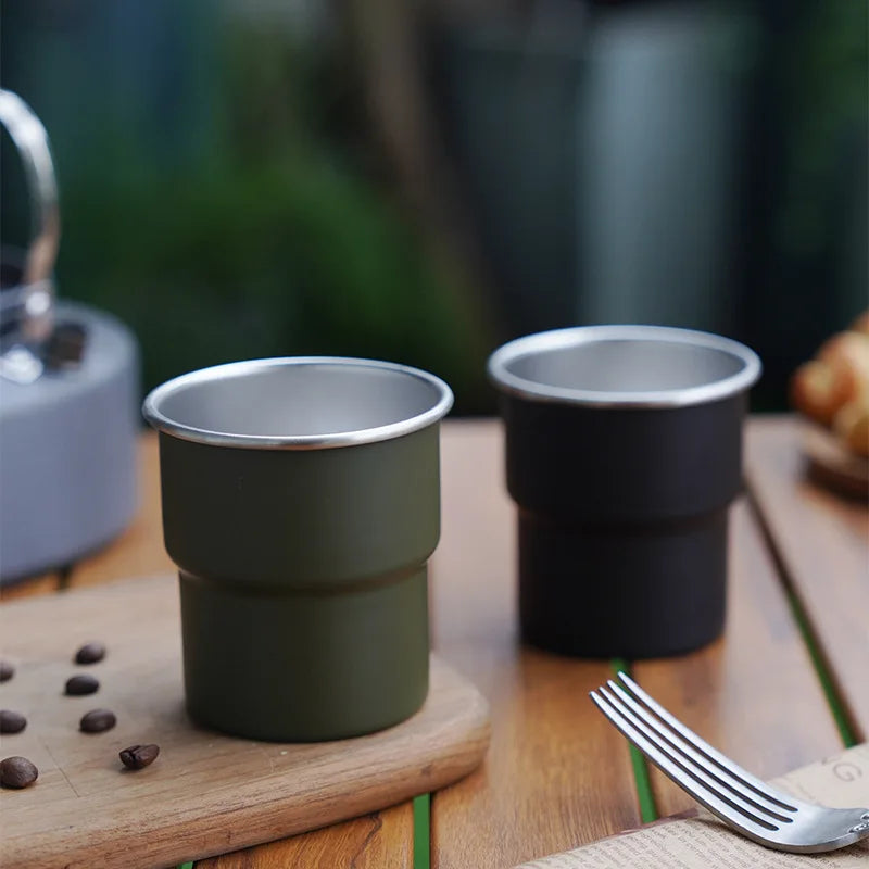 Outdoor Camping Picnic Drink Coffee Mug Portable Stackable 18/10 Stainless Steel Mug Cup with Customized Laser logo