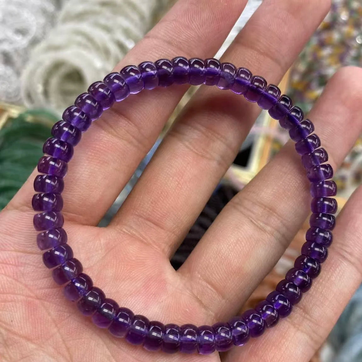 Natural Purple Amethyst Tablet Bracelet Spacer Seiko Straight Cut Crystal Simple Fashion Old Craft Style