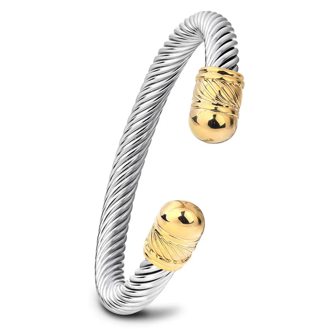 ARCHER Wholesale New Style 18k Gold Fashion Men's Stainless Steel Cable Wire Bangle Bracelet Crystal/Rhinestone Custom Size for
