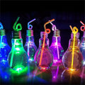 Colorful LED Light Bulb Shaped PET Cups 500ml Custom Promotion Logo Cup for Weddings Christmas with Straw Lid for Water Drinking