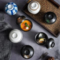 Round Household Japanese Underglaze Ceramic Soup Bowl Steam Bowl Noodle Bowl with Lid Household