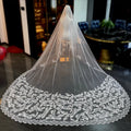 ROMANTIC Wholesale White Ivory Cathedral Wedding Veils Long Lace Bridal Veil with Comb