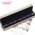 Cadermay Hip Hop Jewelry 4-5mm  Round Pure 925 Silver Moissanite Diamond D Vs1   Tennis Chain Red Blue Treasure Bracelet