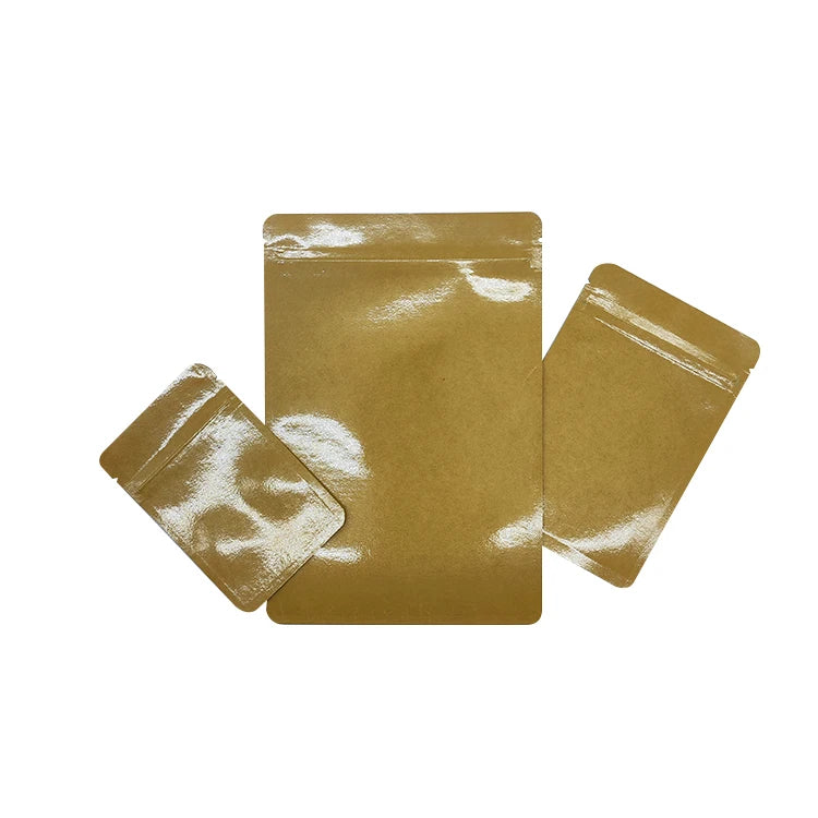 In Stock 3 Side Seal Kraft Paper Zipper Heat Seal Package Bag Brown Kraft Paper Bag With Clear Window