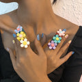 Simple Sweet Holiday Ring Resin Transparent Contrasting Geometric Jewelry Candy Color Flower Ring for Women Girls