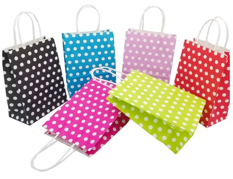 (8.2 X 6 X 3.1 in 12 PCS) Green Kraft Paper Bags with Handles for Party Favors