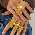 Wholesale Designer Stainless Steel 18K PVD Gold Anti-Allergy Exaggerated Flower Ring for Women Fashionable Parties Engagements
