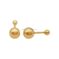 AU585 14k Real Yellow Gold Round Pendant Ball Stud Earrings Fine Jewelry Beads for Wedding Anniversary Party Gift Trendy Style