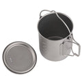 Outdoor Camping Accessory 750ml Titanium Pot with Lightweight Lid and Folding Bail Handle for Travel Hiking and Picnics
