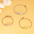 Fashion Stainless Steel Jewelry Bracelet Customized Stainless Steel Engraved Rectangle Charms Name Bracelet for Men Women Gift