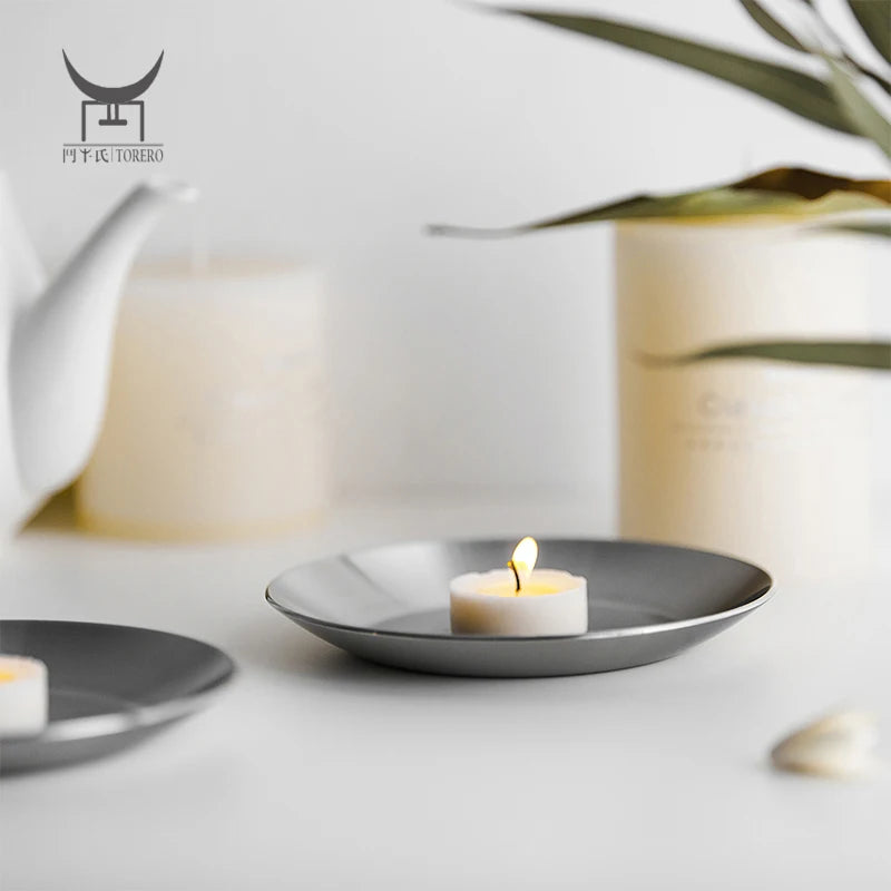 Factory Custom Gold Metal Candle Tray Nordic Round Party Decoration 304 Stainless Steel Candle Plate Holder Tray