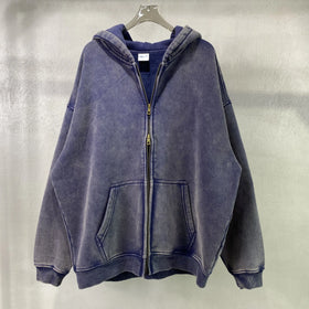 Wholesale Customize Acid Wash Zip up Hoodie Fleece Hoodie Unisex Oversized Women's Men's Acid Washed Hoodies