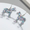Wholesale Animal Earrings Fantastic Silver Stars Sequin Unicorn Cute Puppy Carousel Pony Sweet Girl Acrylic Drop Earrings Women