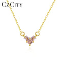 CZCITY 925 Silver Dainty Jewelry Summer Chain Woman Trendy 2026 Pink Pendant Girl Necklace