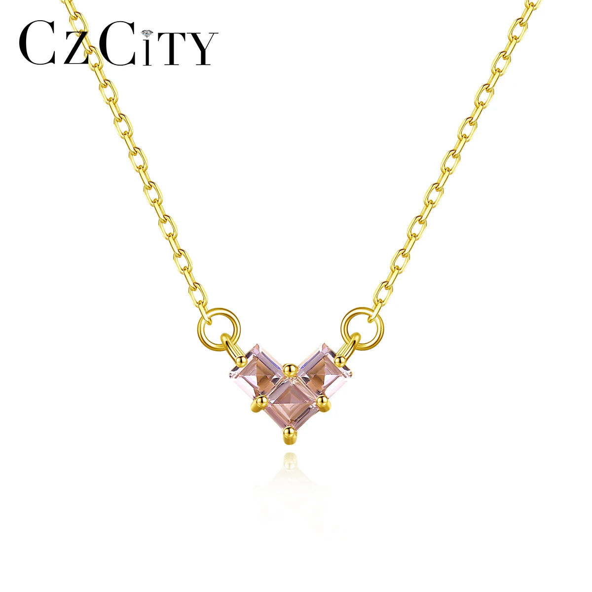 CZCITY 925 Silver Dainty Jewelry Summer Chain Woman Trendy 2026 Pink Pendant Girl Necklace