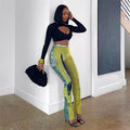 2024 Ready to Ship Hot Selling High Waist Slim Printed Leggings Mesh Long Pants