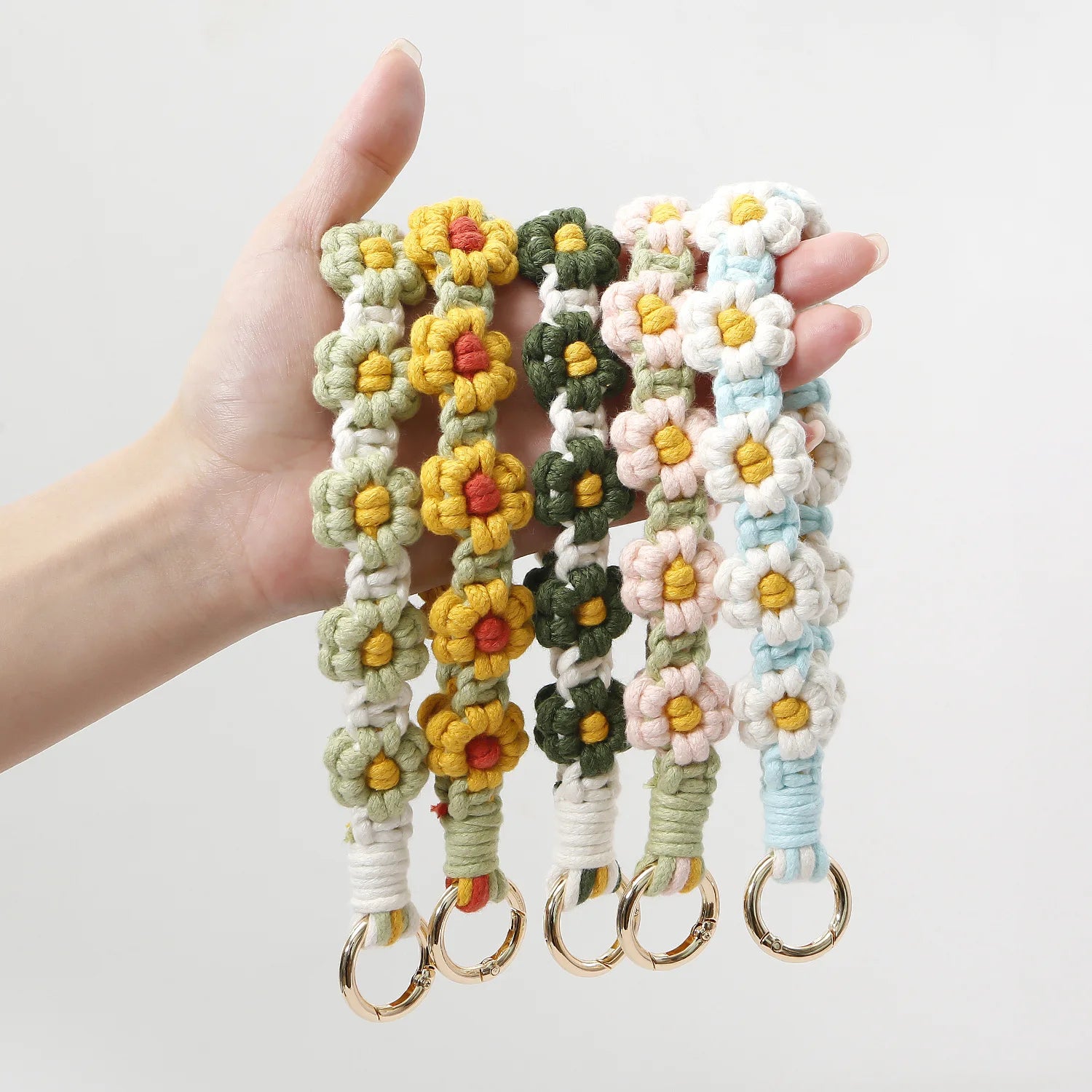 Cheap Bohemia Daisy Cotton Cord Wrist Mobile Hanging Chain Charm Car Keychain
