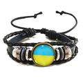 Fashionable Stylish & Patriotic Genuine Leather Ukraine Flag Bracelets Bangles Ukraine Bracelets for Men