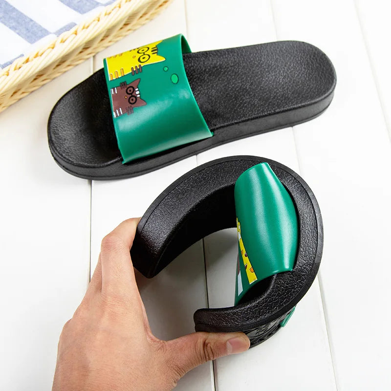 slippers for men Summer Women's Creative Beach slippers Home Bathroom Wear-resistant Non-slip Cartoon Flat Toe Ring Shoes