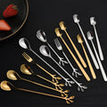 Top Quality Low MOQ Stainless Steel 410 Titanium Leaf Coffee Stir Measuring Spoon Scoop Set Custom