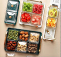 Creative Green Gold Ceramic Glass Eco-Friendly Rectangle Classic Light Luxury Divided Fruit Snack Platter