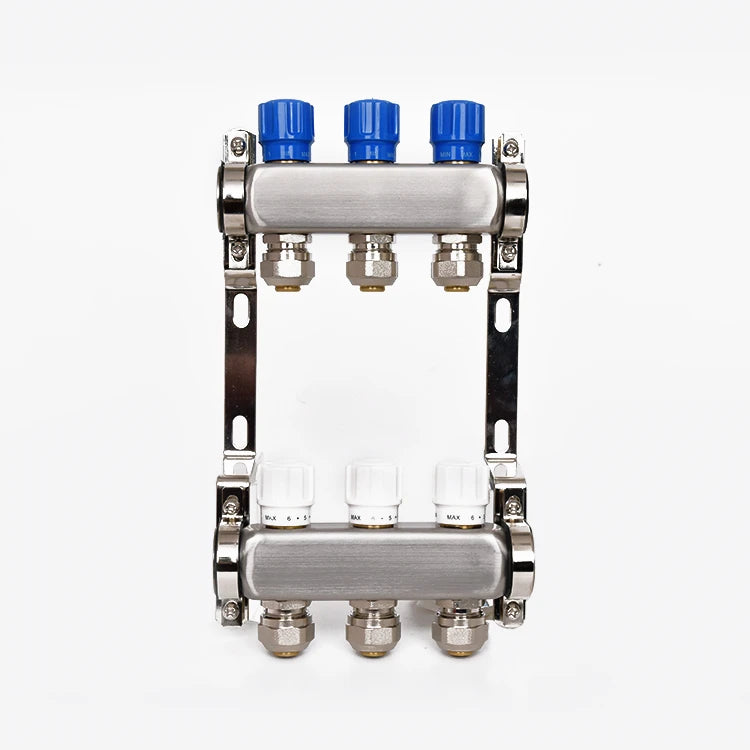 Stainless Steel Manifold for Modern Underfloor Heating System Thermostatic Mixing Valve Nickel Plated for Apartments