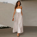Women Fashion Wide Leg Pants Elastic Waist Loose Straight Trousers Summer Spring Casual Maxi Long Pants