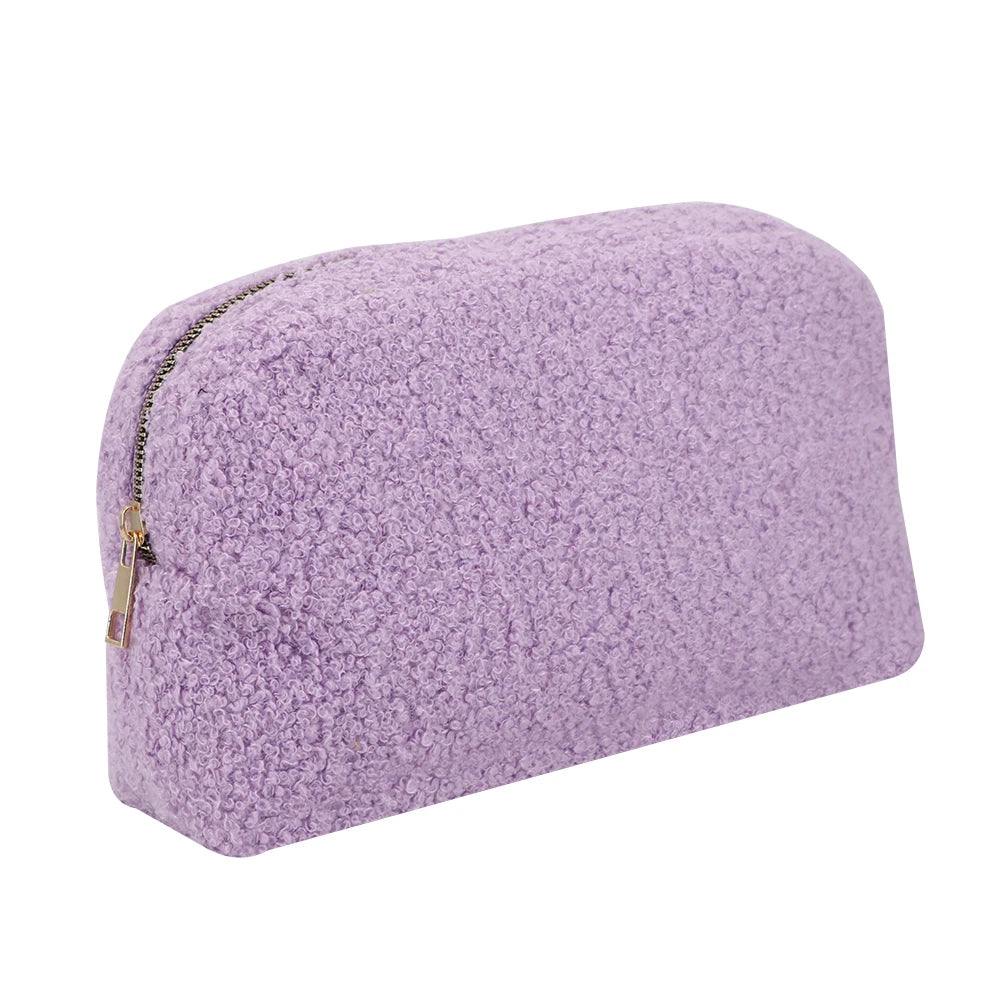 Fluffy Plush Makeup Cosmetic Zipper Bag for Women Factory Custom Fuzzy Make up Beauty Bags With Personalized Logo