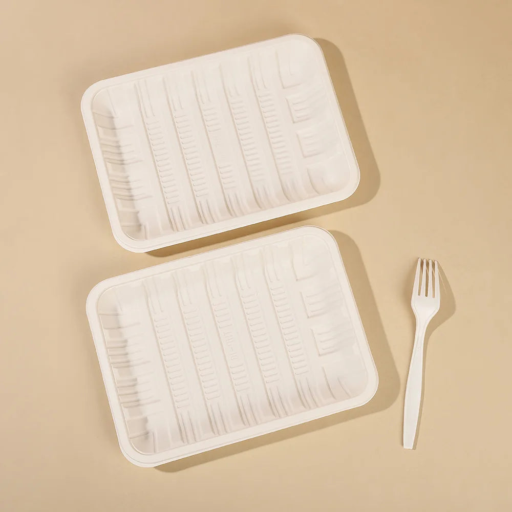 Customized Disposable Packaging Box Environmentally Friendly Compostable Cornstarch Tray For Fruit Salad Packing Box