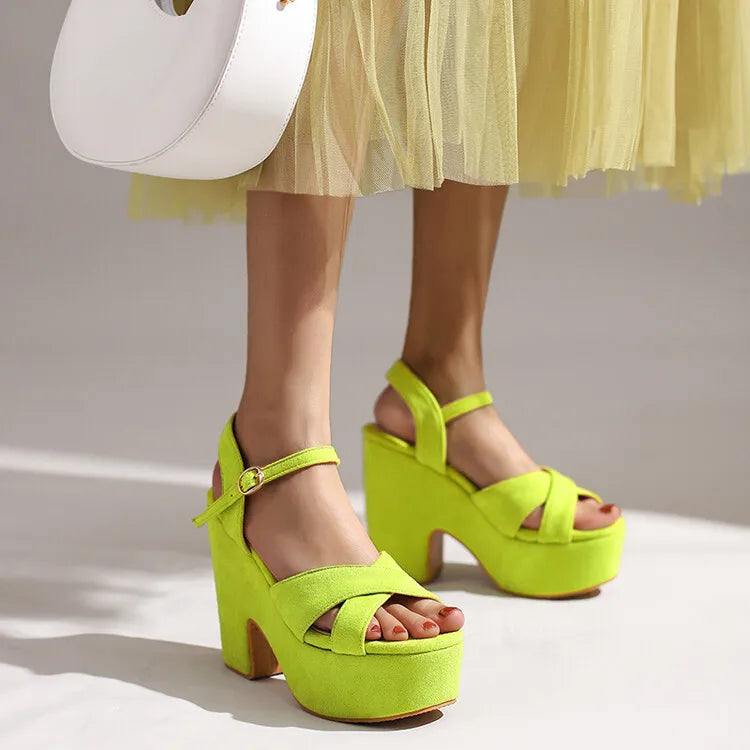 Rose Red Summer Water Platform High Heel Sandals for Women Sexy Open Thick-Soled Plus Size Shoes for Women