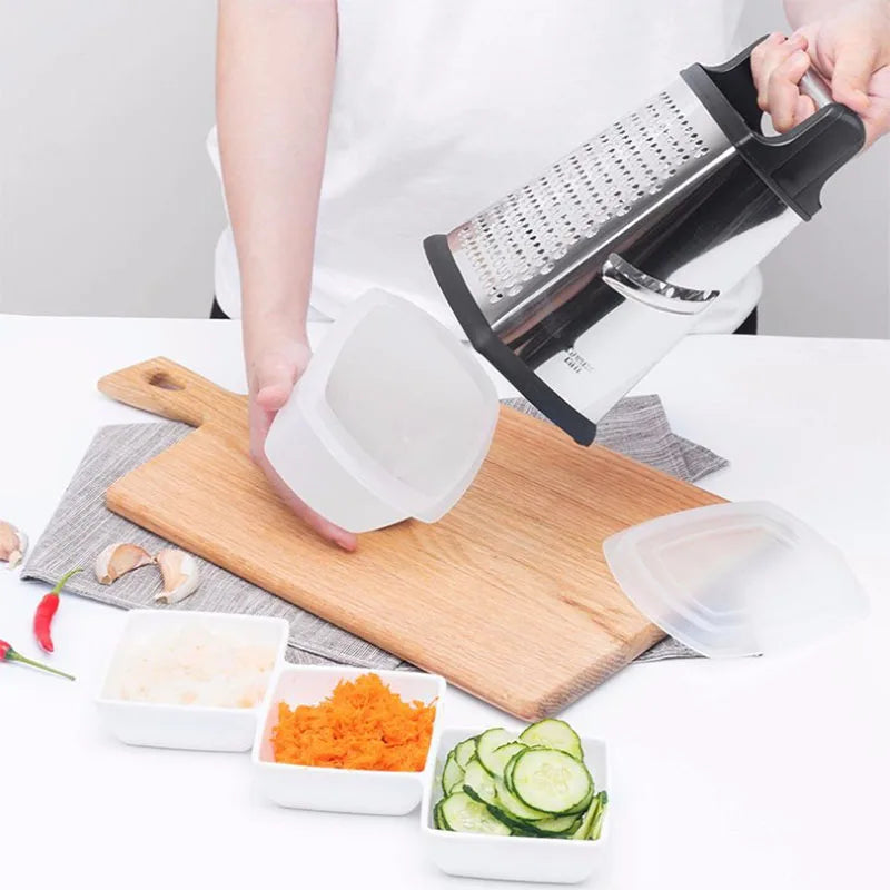Kitchen Stainless Steel & Plastic Manual Food Grater for Carrots Onions Fruits & Vegetables with Slicer Peeler Dishwasher Safe