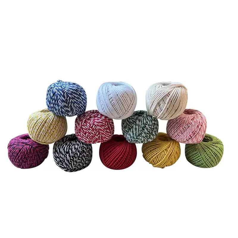 Double Color Solid Color Cotton cord Rope Cord for Christmas Holiday Decoration DIY Hand Craft Thread garment accessories