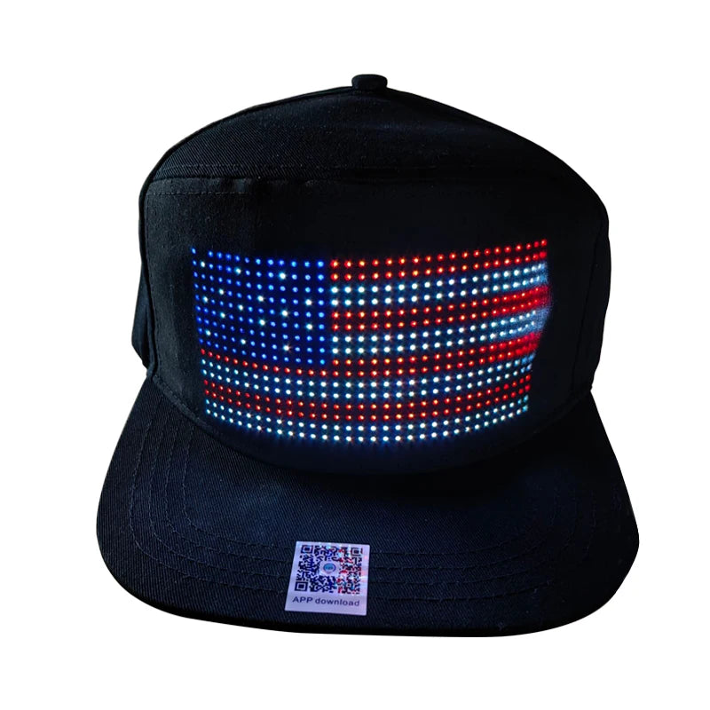 American Nation Flag Led Show Performance Party Favor Led Trucker Hats RGB DIY Led Baseball Caps with Led Light
