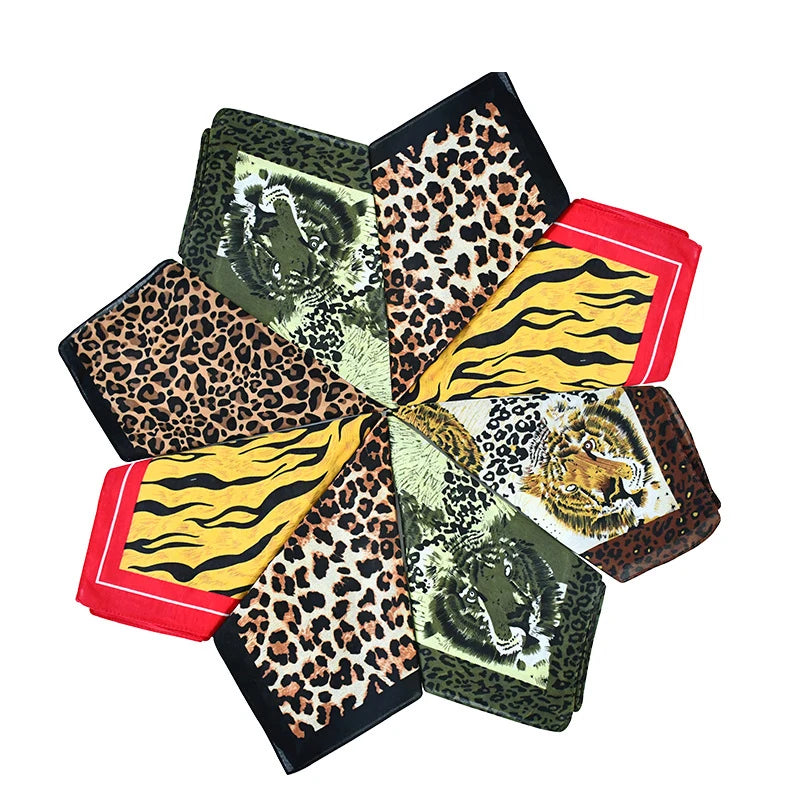 Wholesale Custom Digital Print Leopard Tiger Recycled Cowboy 100 Cotton Square Paisley Bandanas Scarf