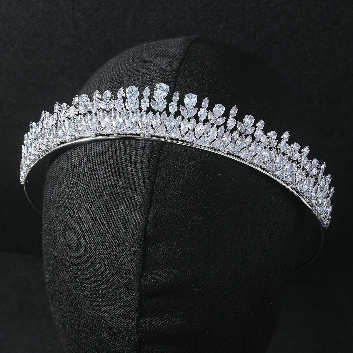 SLBRIDAL Luxury Sparkling Full Cubic Zircon Bridal Tiara Headband Wedding Crown Pageant CZ Hair Accessories Women HairJewelry