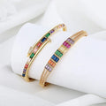 Fashion Colorful Geometric Cut Styles 18K Gold Plated Fine Jewelry Bracelets Gold Filled Bangles Women