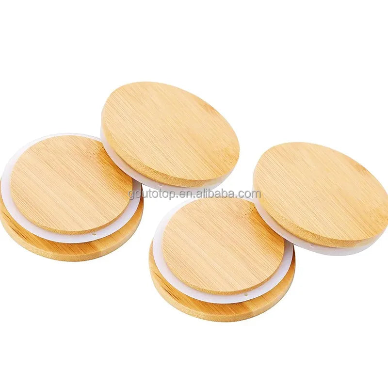 Customizable Bamboo Lid with Logo Round Wooden Covers for Cup Bottle Candle Jar Glass Container