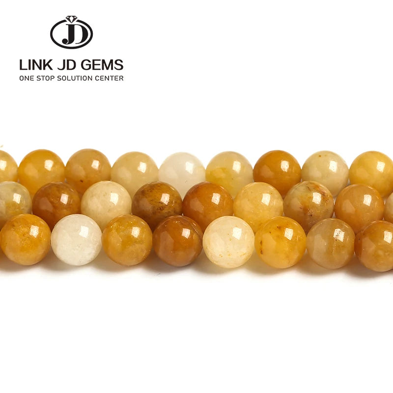 Natural Stone Yellow Aventurine Charm Round Loose Beads for Jewelry Making Needlework Bracelet Diy Strand 4-12MM
