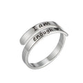 Wholesale Price Inspirational Laser Engraved I AM ENOUGH Adjustable Stainless Steel Rings for Woman Jewelry  Couragement Gift