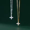 Fashion Pendant Necklace 925 Sterling Silver Flower Necklace Four Petals Clover Shape Zircon Gold Plated Necklaces for Women