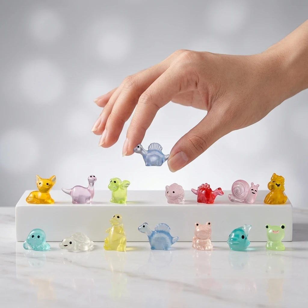 Luminous Mini Glow Animals Cartoon unicorn Dog Turtle Frog Snail Dinosaur Figure Custom Art Play Kid Children Zoo Promotion Toy