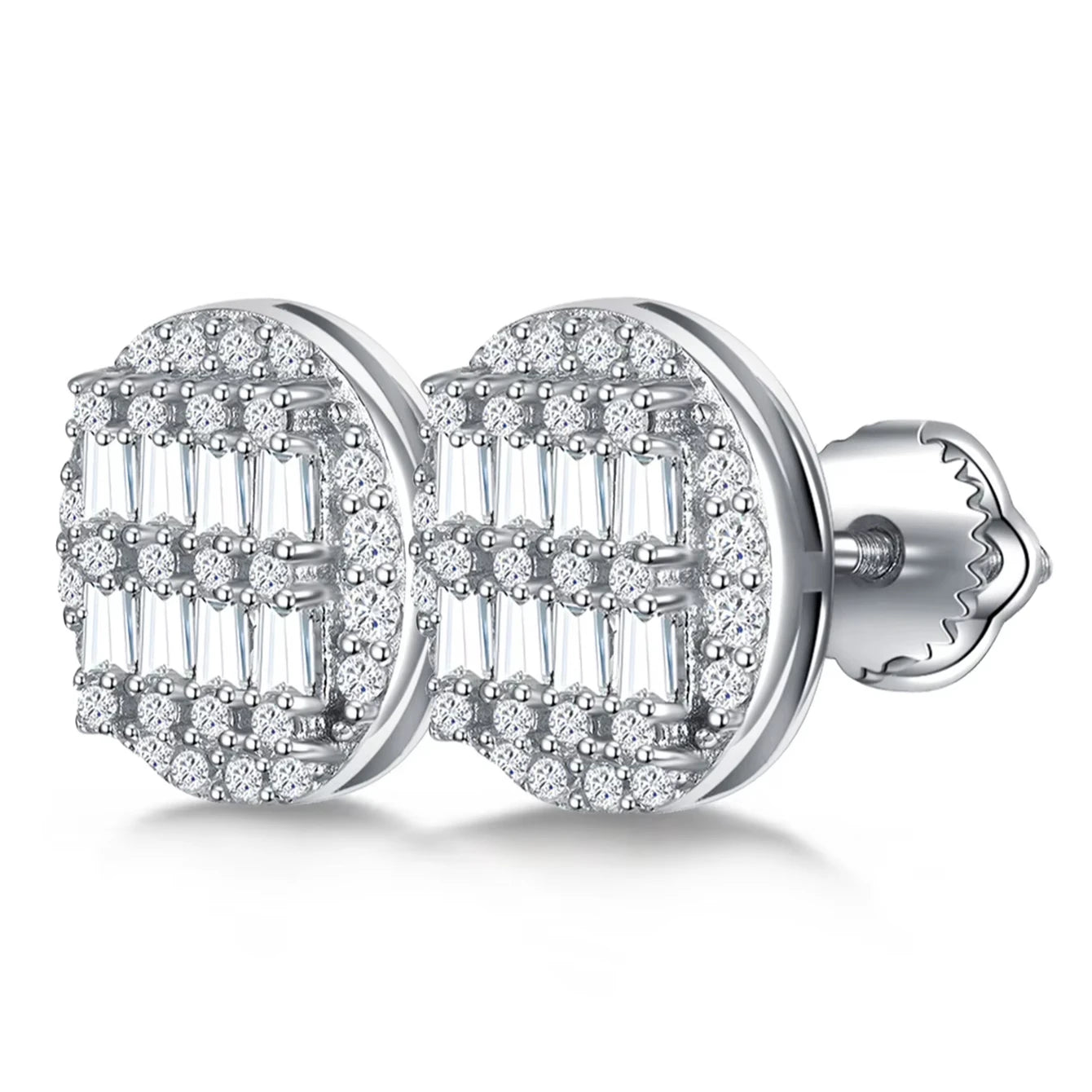 Pass Diamond Tester GRA Certified VVS Moissanite 925 Sterling Silver Round Emerald Cut Moissanite Stud Earrings