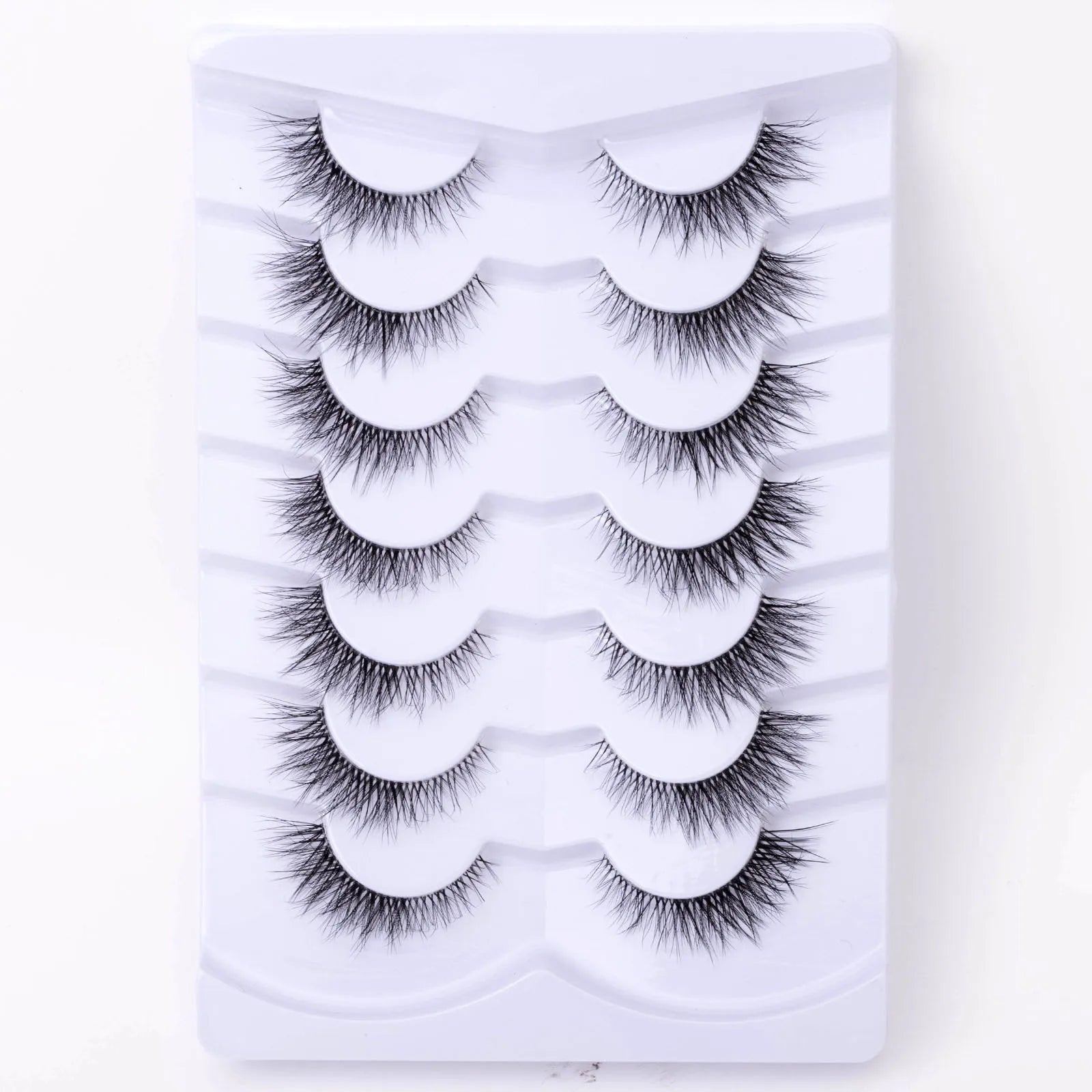 Yiernuo Custom Own Brand 3D Silk 5D Natural Faux Mink Lashes 3/7 Pairs Wholesale Full Strip Eyelashes