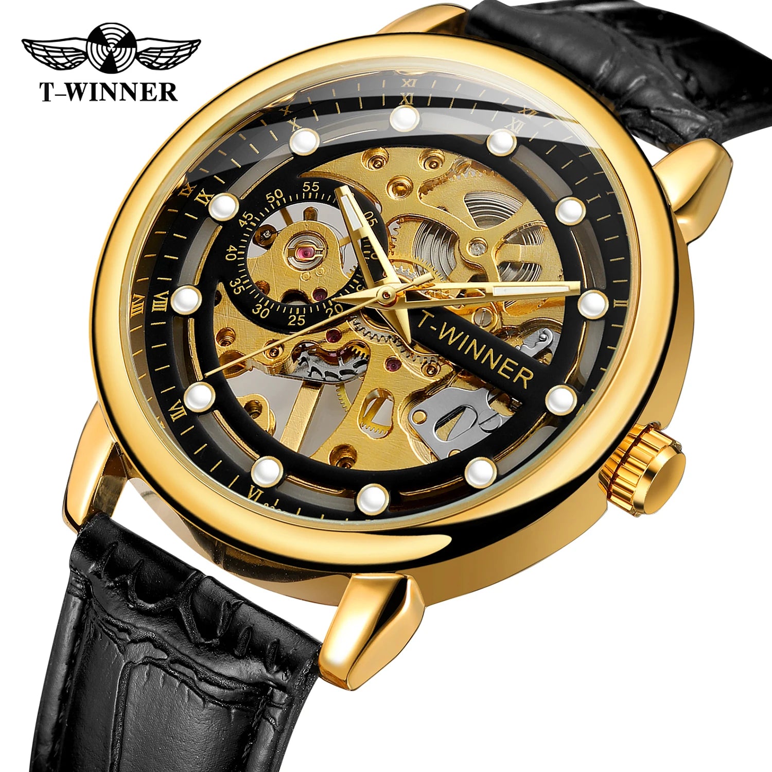Original Winner Brand Gold Cheap Price Jam Tangan Wrist Watches Luxury Man Reloj Montre Skeleton Custom Mechanical Watch for Men