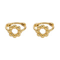 American European Fashion Jewelry 925 Sterling Silver Round Circle Hollow Bead Gold Plated Ear Clip Hoop Earrings